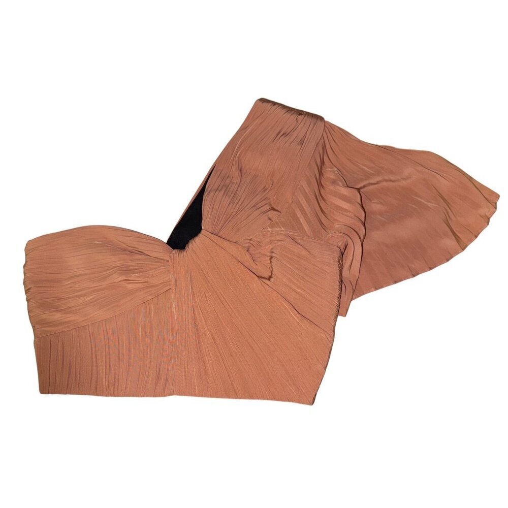 A.L.C. One-Shoulder Top Women's Brown Pleated Zip Boned Small Sample NEW